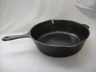 Vtg Unmarked Wagner 11" Cast Iron Flat Bottom Chicken Fryer ~  Cleaned +Seasoned