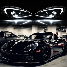 2005-2013 Chevy Corvette C6 Full Led Sequential Projector Headlights Blk Housing 2005-2013 Chevy Corvette C6 Full Led Sequential Projector Headlights Blk Housing