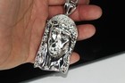 ESTATE: 925 STERLING SILVER XXL MASSIVE Jesus BAGUETTE Lab Sim VVS1 Pendant — photo 7