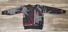 Vittorio Multa Italy Abstract Sweater Made In USA Red, Black + Grey Pre-owned