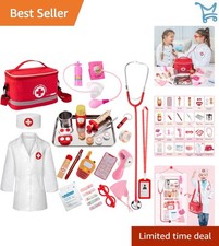 Kids Doctor Playset 34 pcs Medical Tools Stethoscope Bag Role Play Toys
