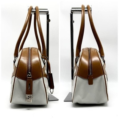 PRADA Archive 00's Boston Bag Bowling Handbag Leather White