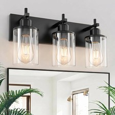 3-Light Black Bathroom Light Fixture Over Mirror Modern Farmhouse Bathroom