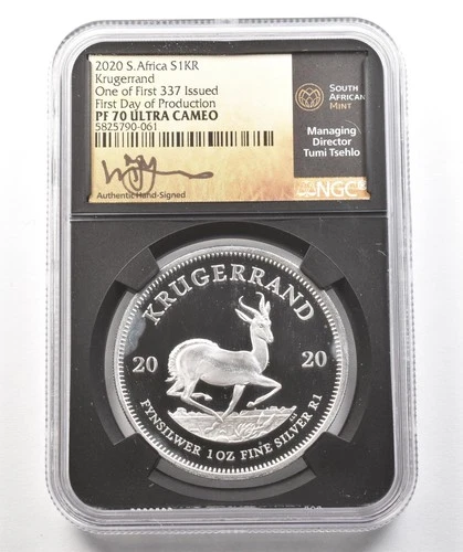 2020-S South Africa Silver Krugerrand Tumi Tsehlo FDOP PF70 UCAM NGC *4279