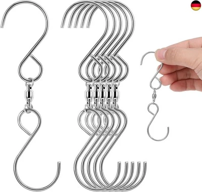 QIANYU 6 Stück Wirbel Dual Drehhaken Clip Windspiel-Set Edelstahl Haken hängende K