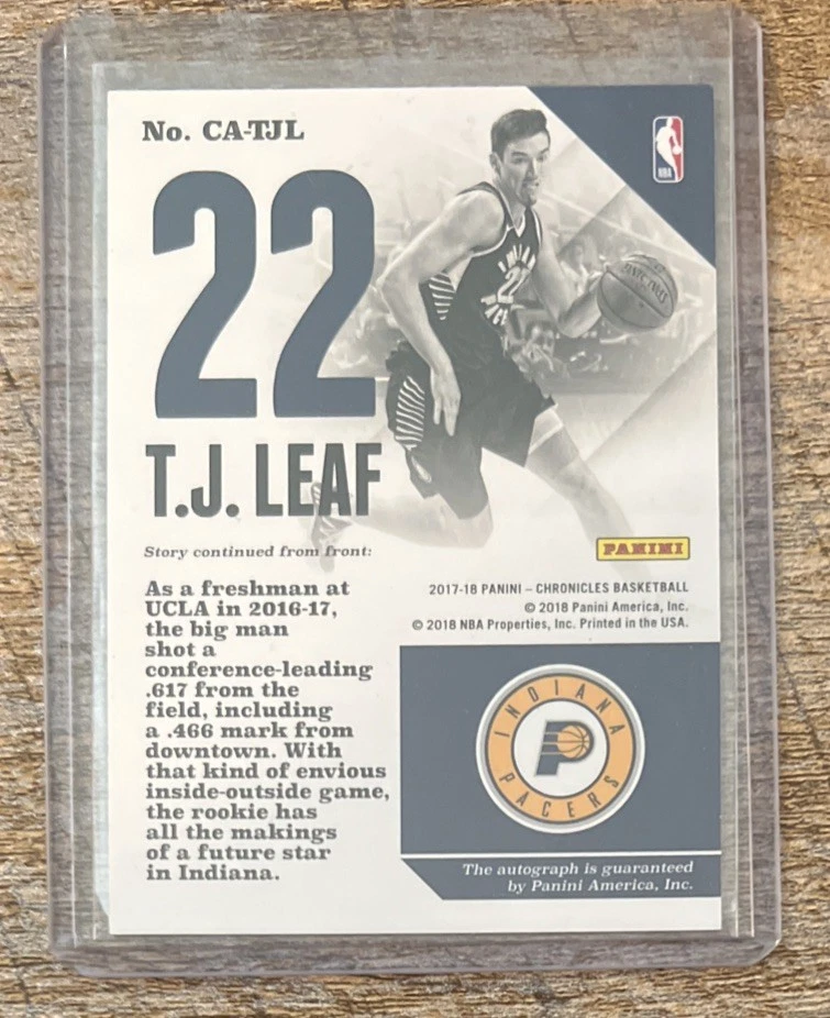 T.J. Leaf 2017-18 Panini Chronicles Auto True 1/1 RC “NBA Next Commissioner” - Image 2 of 2