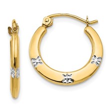 14K Yellow Gold Hollow Flower Hinged Hoop Earrings Madi K Children's Jewelry