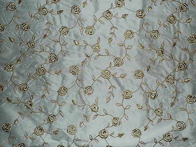 JAB Opalia Silk White Gold Metallic Embroidery Floral India Remnant New