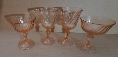 Glass Cristal D'Arques-Durand ''Rosaline Pink Swirl'' Assorted