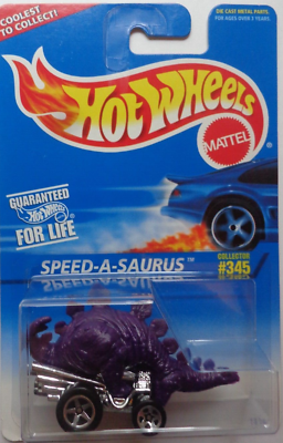 #ad 1995 Hot Wheels Speed A Saurus Col. #345 Purple 5 Spoke Hub Wheels $2.25