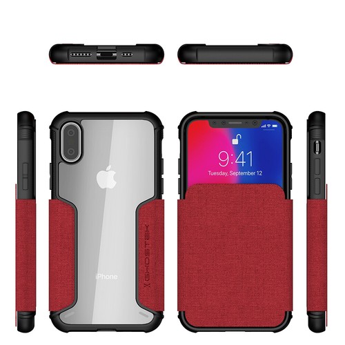 Ghostek EXEC 3 Tough Flip Card Wallet Case Cover for Apple iPhone X / XS - Red - Picture 2 of 7