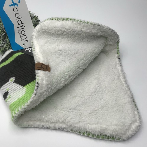 Cold Front Hat Toddler Boys Size 2-4 Winter Beanie Polar Bear Green Faux Sherpa - Picture 5 of 6