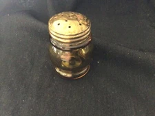 Boston & Sandwich Glass Co - amber pepper shaker- brass top
