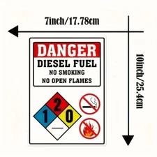🎯Diesel Fuel Danger No Smoking OSHA / ANSI LABEL DECAL STICKER 7"×10"