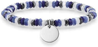 Thomas Sabo Armband Silber Scheibe blau schwarz weißer Stein LBA0023-829-7 Größe 15,5