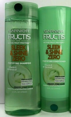 Lot of 2 Garnier Fructis Sleek & Shine Zero Shampoo & Conditioners 12.5 oz.Each