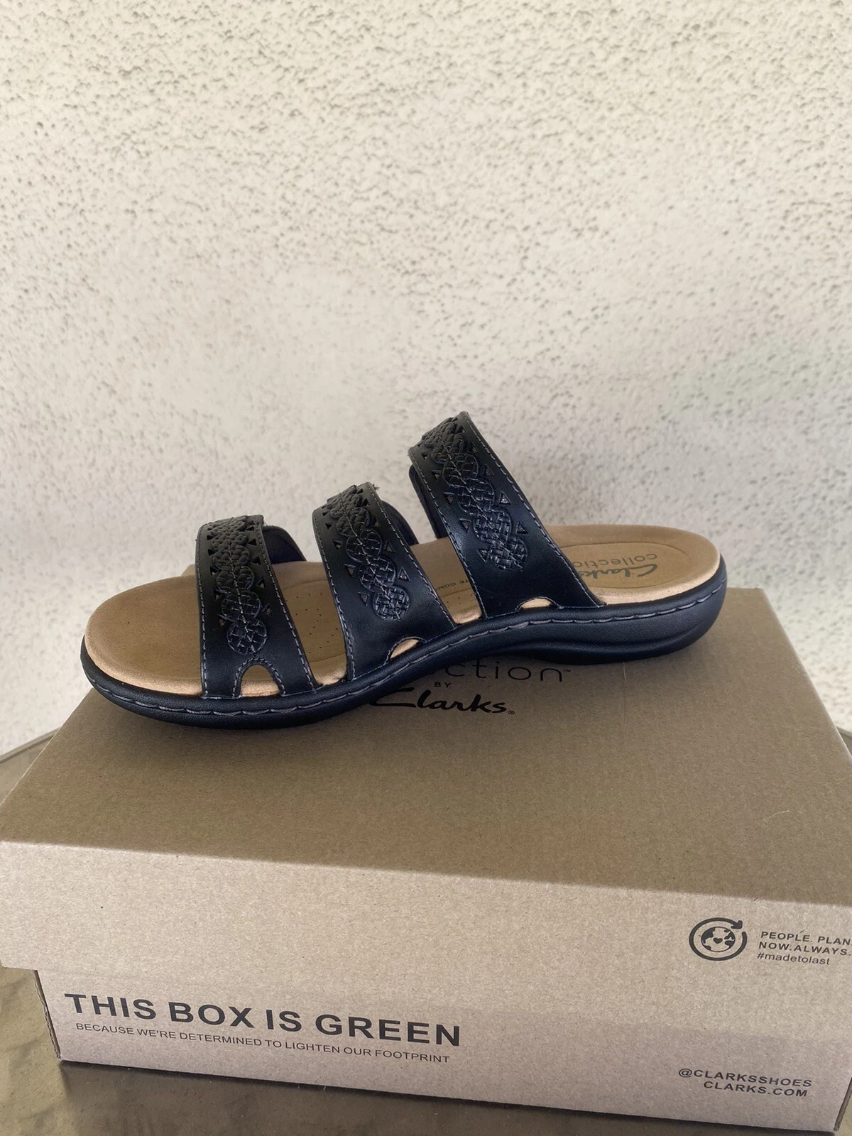 Sandalo donna Clarks Laurieann Cove nero pelle slip on taglia 5 5 nuovo