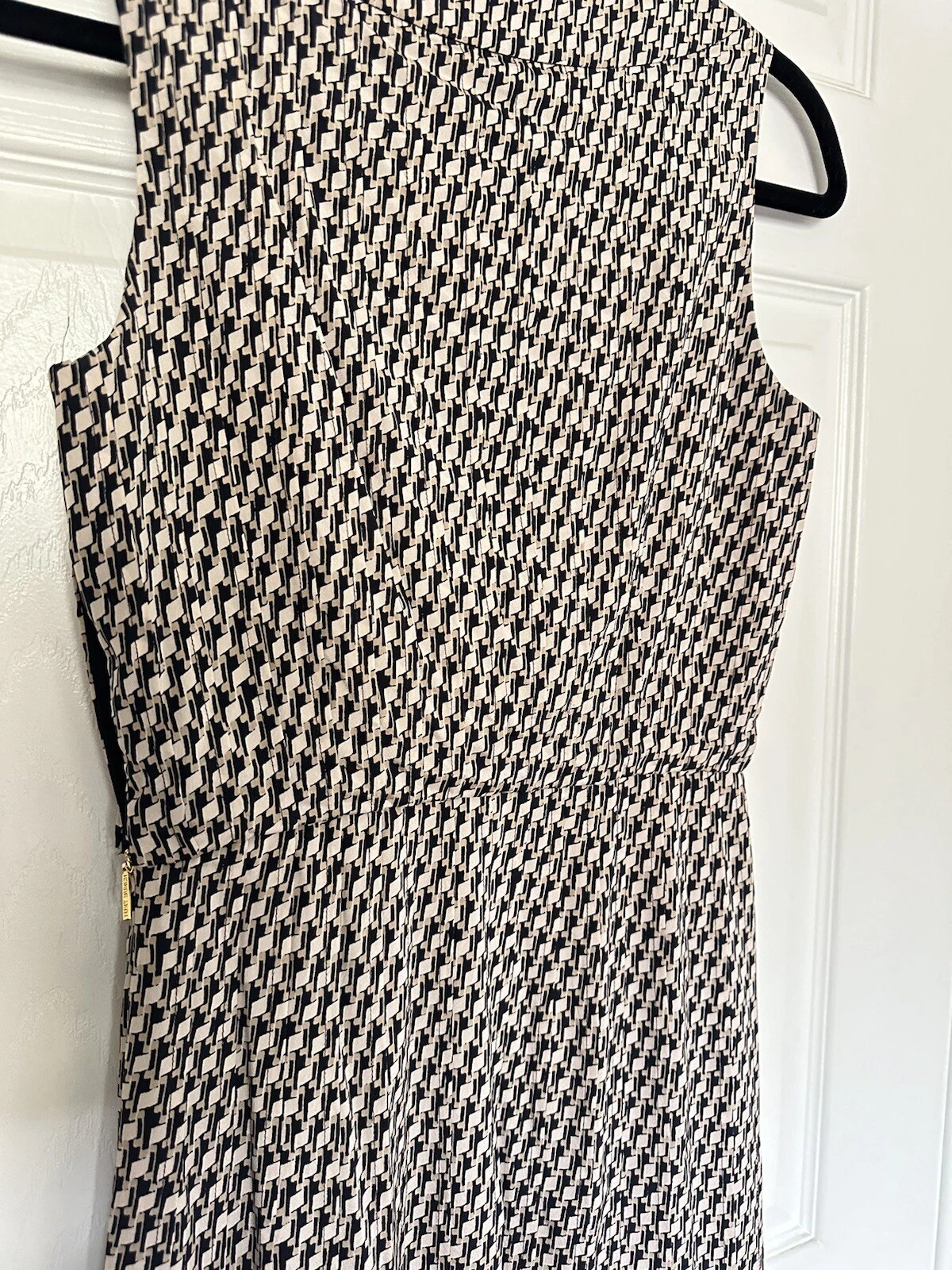 Abito TORY BURCH Elma astratto cravatta fiocco sgabello nero beige bianco taglia 2