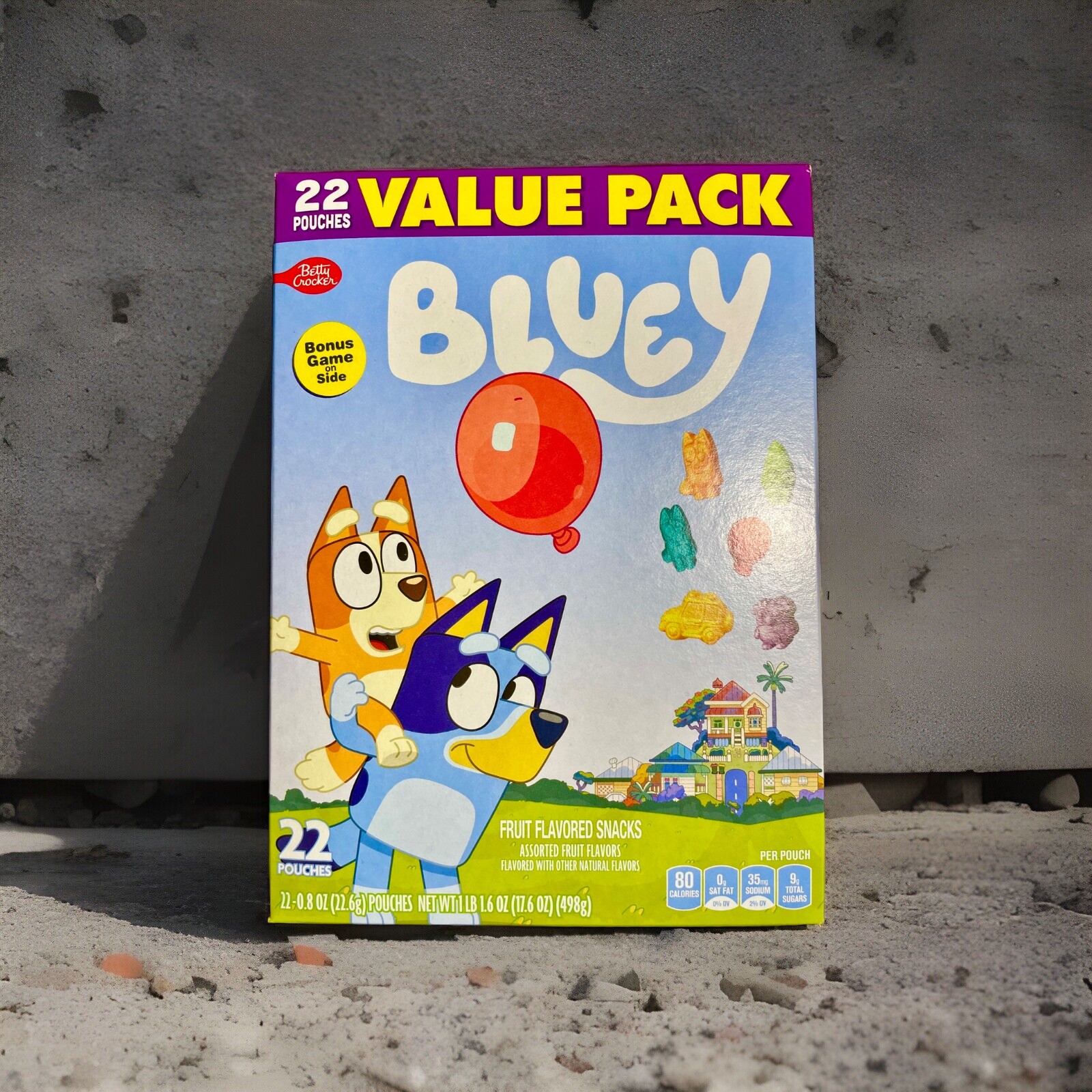 498g Box 22 x BLUEY Fruit Flavour Snacks Pouches USA American Candy Sweets
