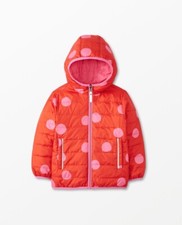 NEW Hanna Andersson Reversible RDS Cert Down Puffer Bright Red Pink Dots 110/5