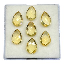 VVS 7 Pcs Natural Citrine 13x9mm Pear Briolette Cut Loose Untreated Gemstones