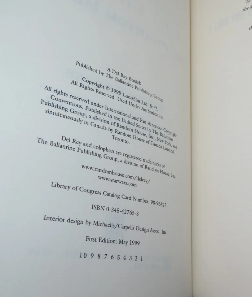 HC Star Wars Episode 1  Phantom Menace Terry Brooks 1999 First Edition 1st Print - Image 2 of 3