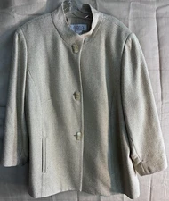 Elana By Tanner Vtg Woven Silk Jacket Blazer size 20 Yellow Gold Tan Colors