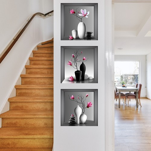 Wall Art Stickers Simulation 3D Three-dimensional Potted Green Plants Wallpapers - Picture 5 of 15