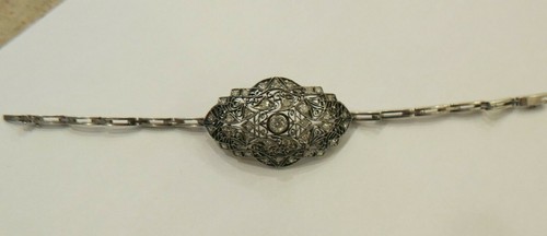 Vintage Estate Genuine Old Diamond Cut 14k Gold & Sterling Two-Tone Bangle - Picture 10 of 11