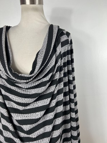 Modcloth 4X Shirt Top Gray Black Stripe Scoop Cowl Neck Womens Long Sleeve E2 - Picture 4 of 8