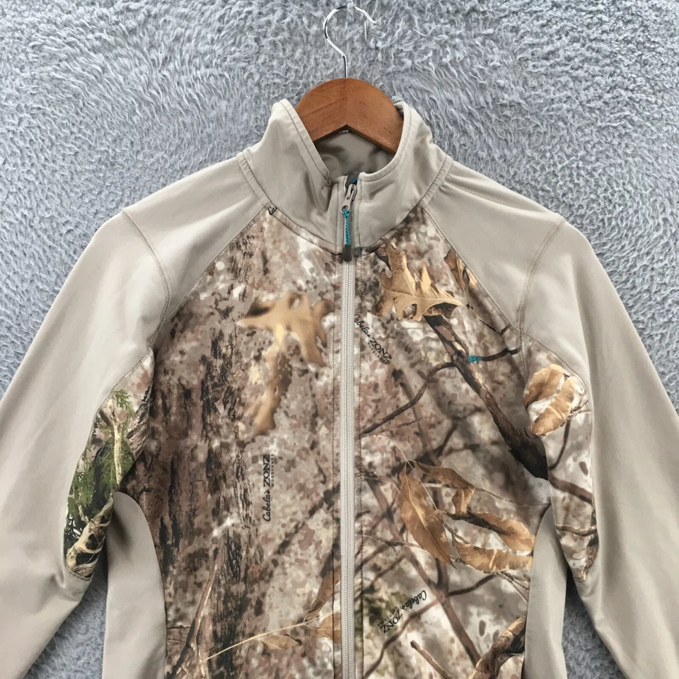 Sudadera Cabelas Manga Raglán Cremallera Completa Mujer S Beige Camuflada Bolsillos Cuello Simulado Foto 2 de 4