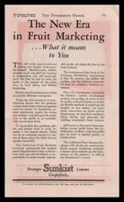 1929 Sunkist Oranges Grapefruit Lemons California Fruit Grower Exchange Print Ad