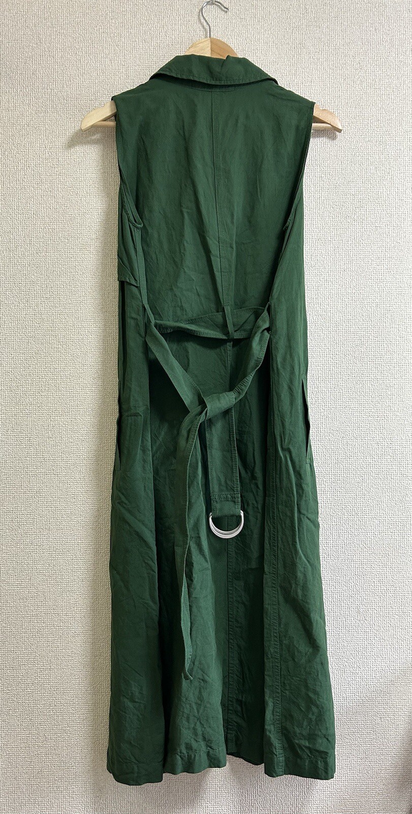 Uniqlo x JW Anderson Green Rayon Linen Sleeveless Trench Coat Dress Sz M