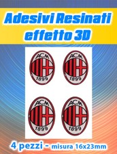 4 Adesivi MILAN Calcio Resinati effetto 3D - misure 16x23mm