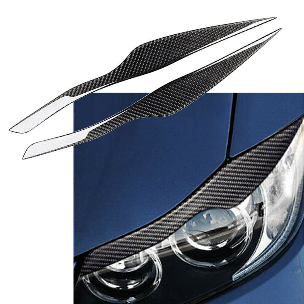 Carbon Fiber Headlight Eyebrow Eyelid Cover Trims Decal for BMW 3