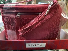 2 PC REVLON BELLA VANITY SET CASE COSMETIC MAKEUP TRAVEL BAG
