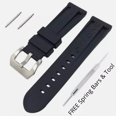 22/24/26mm Black Silicone Rubber Watch Strap Band Fits PANERAI