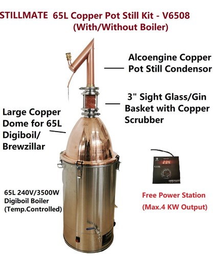 Stillmate 65L Copper pot still V6508 With/Without Boiler & Power station