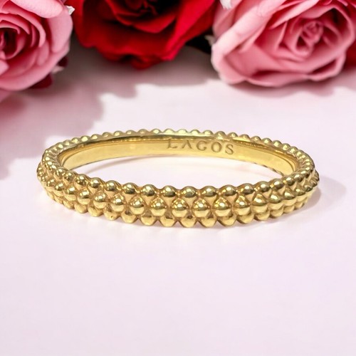 LAGOS 18K Gold Caviar Stacking Ring Size 7 Est. Retail $1,090