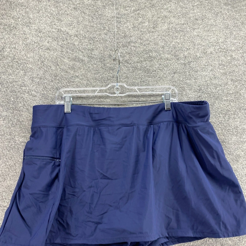 Unbranded Bikini Bottom Women 20W Plus Blue Short Pull On Mid Rise Swim Skort - Image 3 of 4