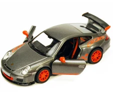 New Kinsmart 2010 Porsche 911 GT3 RS Diecast Toy Model 1:36 Pull Action Grey