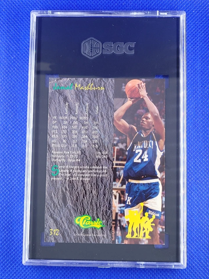 1993 Classic Four Sport Gold #312 Jamal Mashburn (RC) Rookie SGC 9.5 - Image 3 of 3