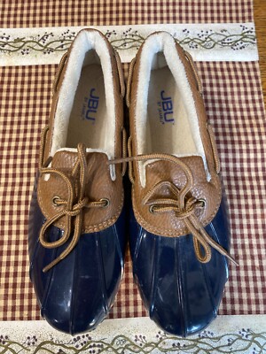 JBU Jambu Shoes Womens 8M Woodbury Duck Faux Fur Slip On Blue Rubber  Waterproof