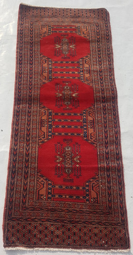 Vintage Hand Made Traditional Rug Oriental Wool Multicolor Carpet 140x56 cm