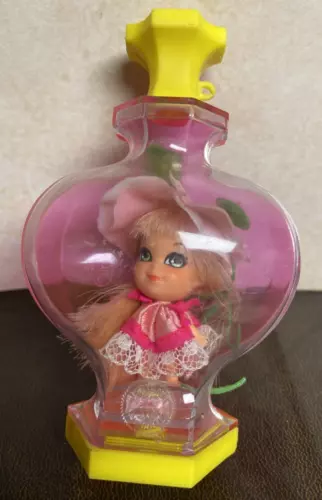 Vintage 1960s Mattel Liddle Kiddles Kiddle Kolognes Sweet Pea w/ Stand & Bottle