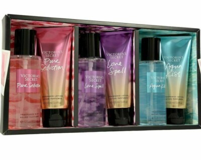 Victoria's Secret PURE SEDUCTION+ LOVE SPELL + AQUA KISS Body Mist & Lotion SET