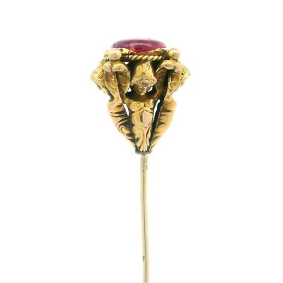 Ruby Angel Pin Antique Solid Yellow Gold Round Cabochon Ruby Cherub Angels Hat Pin | eBay