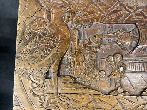 CARVED WOOD CHEST VINTAGE ORNATE CHINESE - Picture 4 of 8