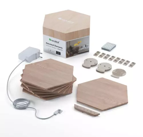 Nanoleaf Elements Wood Look Hexagons Smarter Kit - 7 Light Panels