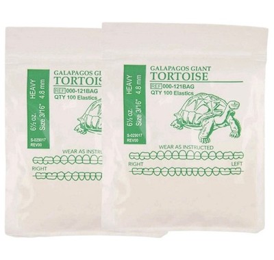 2 Packungen American Orthodontics Elastics Wildlife Tortoise|Heavy, 6.5 Oz, 3/16